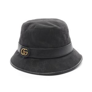 Gucci Fedora Hat GG Marmont GG Canvas Canvas Leather Black